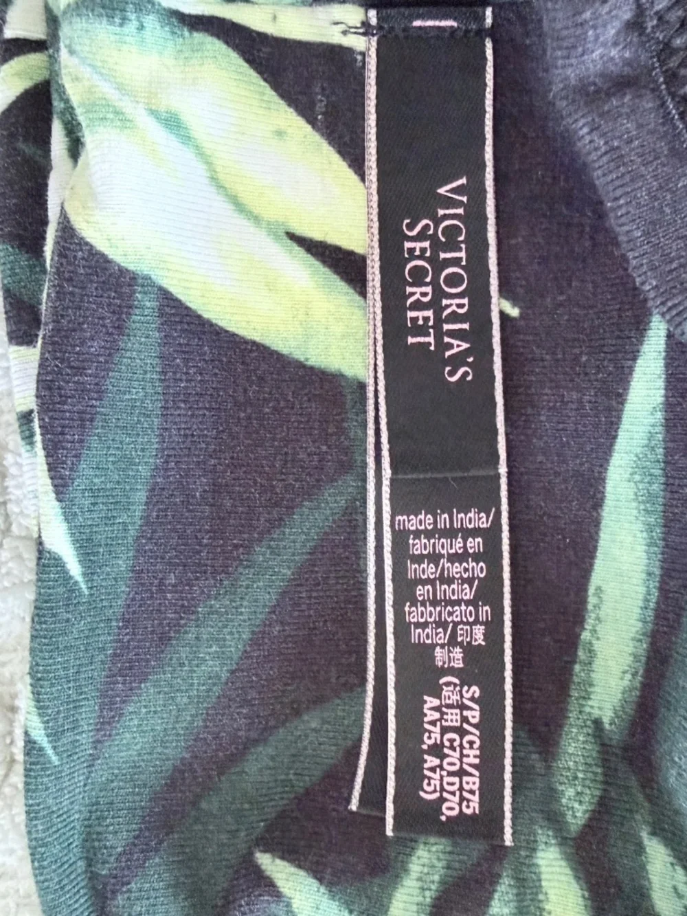 Victoria's Secret Tropical Palm Leaf Sports Bra Strappy Racerback Yoga Gym Small
